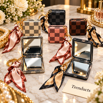 Checkered Cosmetic Pocket Mirror luxury styled photo with Trenducts card - view 1