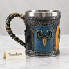 Shield Motif Mug - 3D Medieval Handled Mug in Blue and Gold