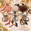Geometric Print Cosmetic Pocket Mirror - Round with Scarf Keychain (each)