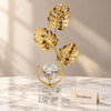 Crystal Ball Table Decor - Gold Monstera, Crystal Base