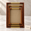 Wooden Tray - Woven Bamboo, Dark Frame, 3 Piece