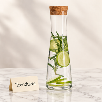 Glass Bottle with cork studio shot on marble - Trenducts