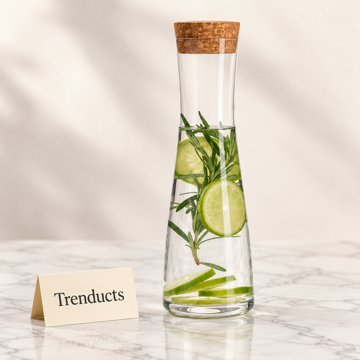 Danny Home Glass Bottle with Cork Lid - 7x27cm Carafe
