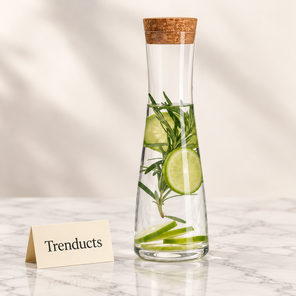 Danny Home Glass Bottle with Cork Lid - 7x27cm Carafe