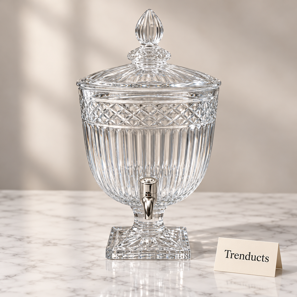 Brilliant Glass Juice Dispenser - Fluted Diamond Band