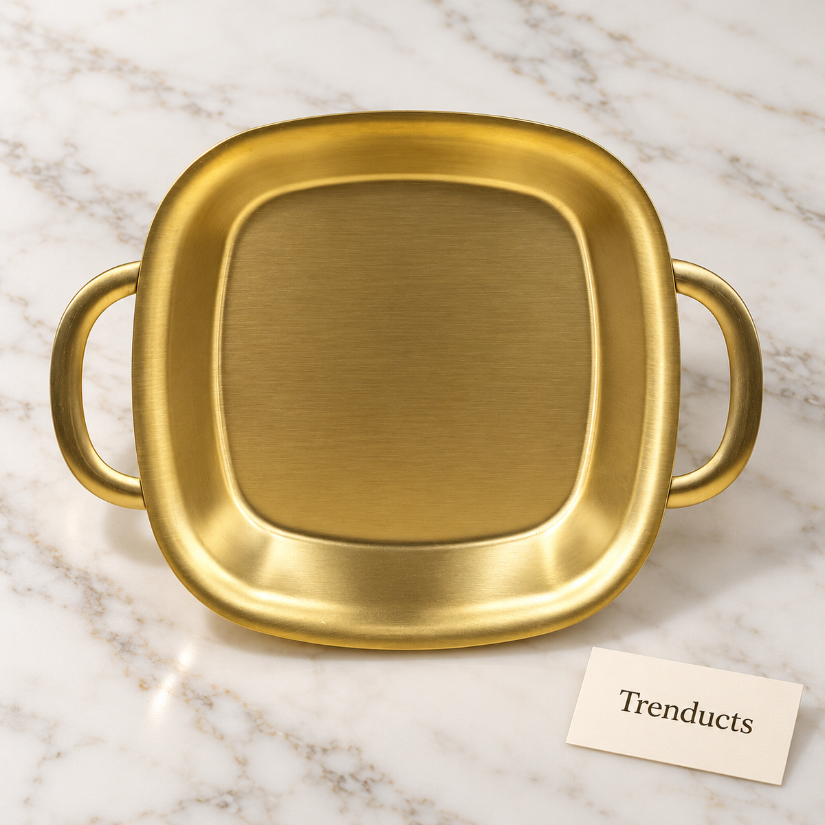 Gold Square Serving Tray - Handles, 19 cm