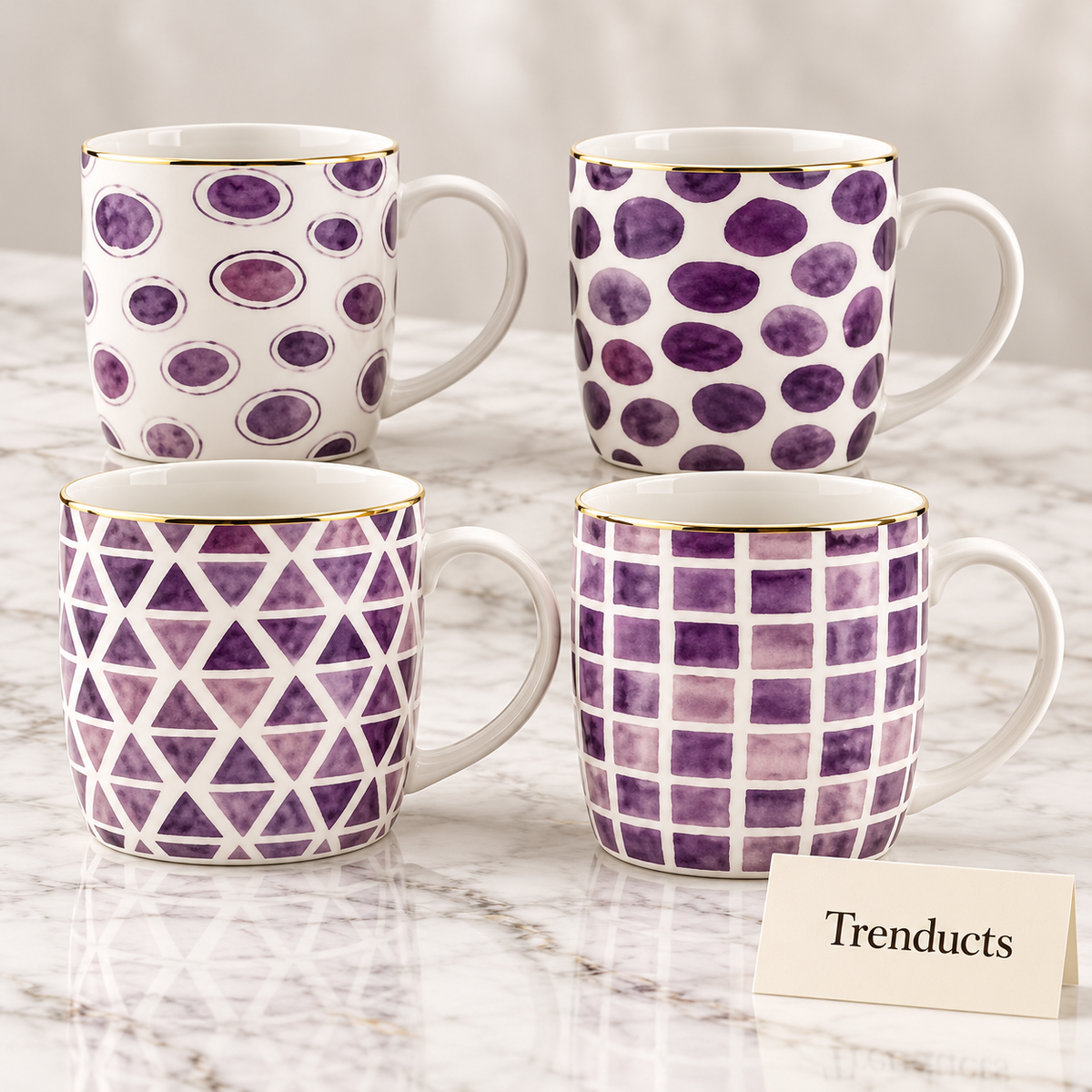 Ceramic Mug 350 ml - Purple Watercolour Shapes (Random)