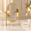 Elegant Gold Table Mirror - Oval Flower Frame & Bow