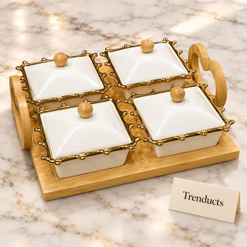 Ceramic Serving Dish Set luxury styled photo with Trenducts card - view 1