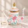 Enamel Kettle 1.2 L - Pink Floral Print Gold Lid
