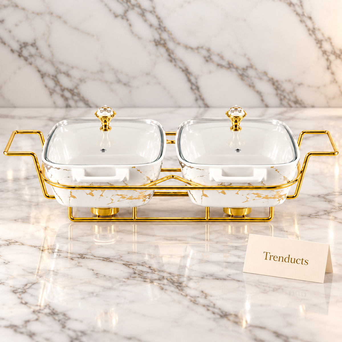 Brilliant Twin Rectangular Casserole Stand - 13 Inch
