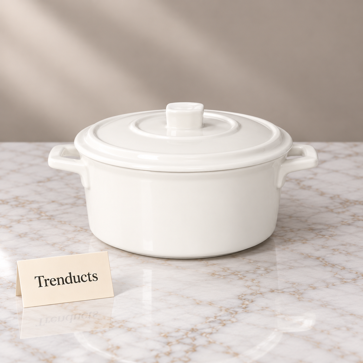 Danny Home Porcelain Casserole with Lid - White