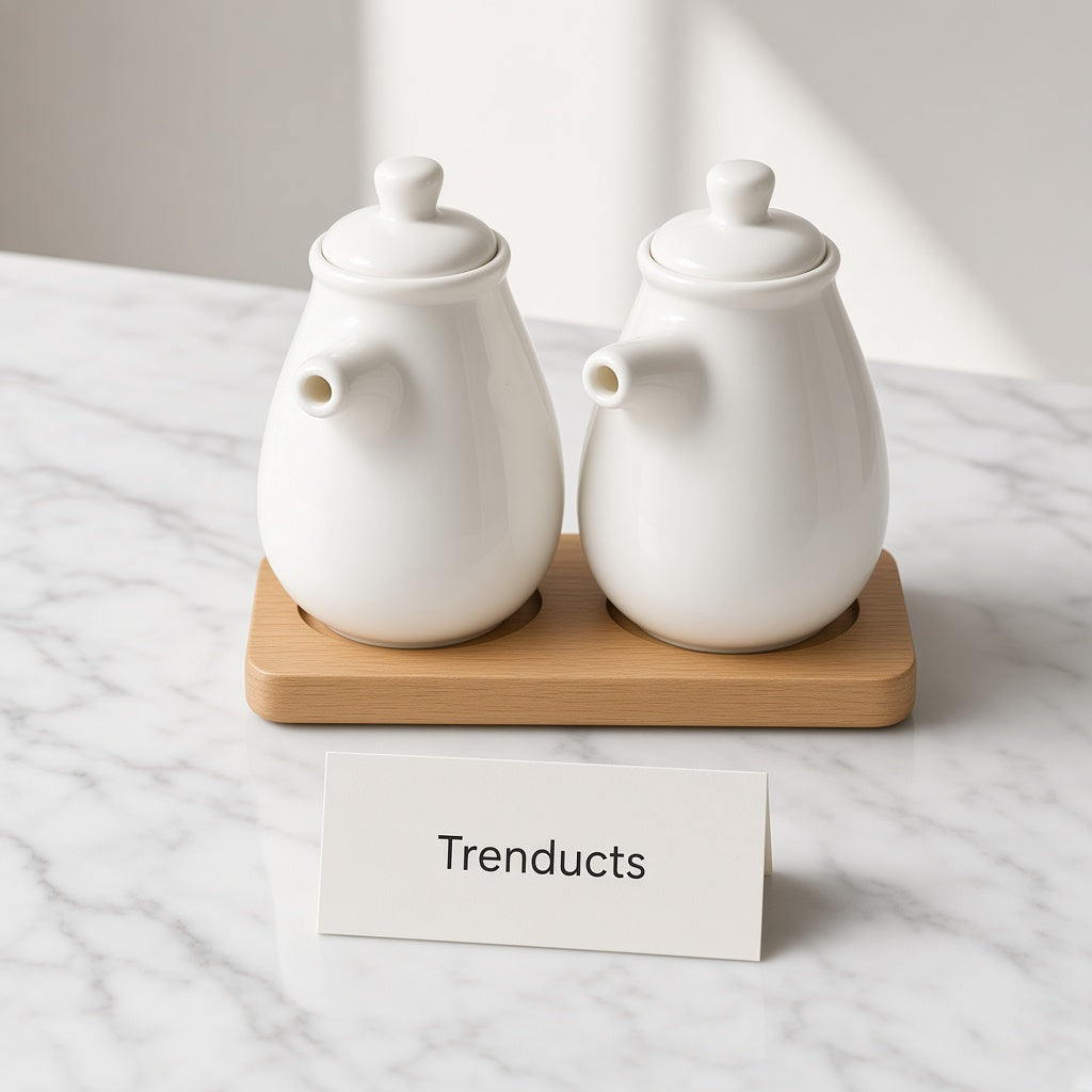 Danny Home Ceramic Spice Bottle Set - 2 Pcs with Tray
