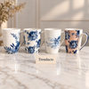 Blue Floral Mug 350 ml - White & Peach Prints (Random)