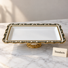 Danny Home Rectangular Stand Fruit Plate - White & Gold