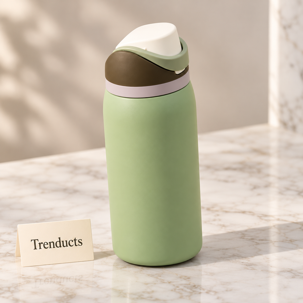 Premium Insulated Water Bottle - Sage Green with Cream Lid