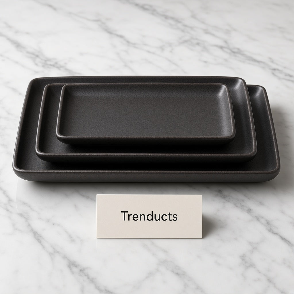Danny Home Ceramic Rectangular Plate - Matte Black