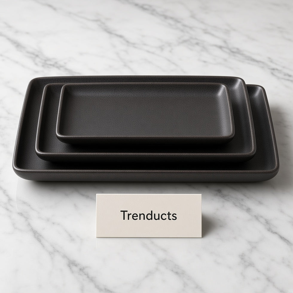 Danny Home Ceramic Rectangular Plate - Matte Black