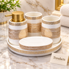 Brilliant 5 Piece Bathroom Set - White & Gold Greek Key
