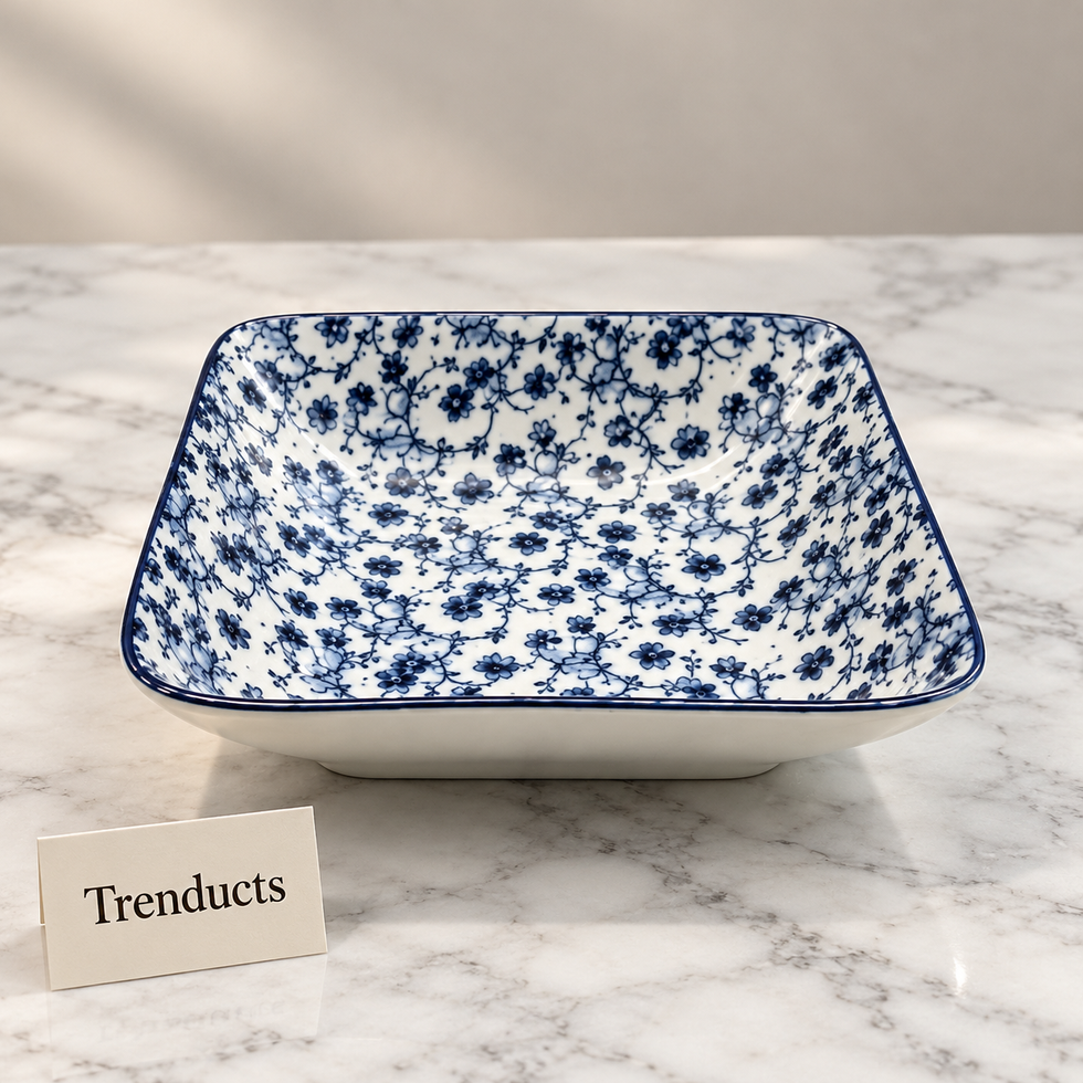 Danny Home Square Serving Dish - 8 inch Blue Flower