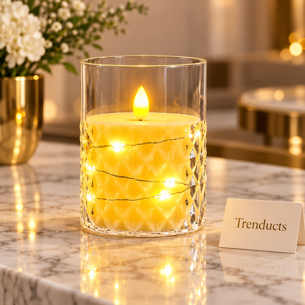 LED Decorative Candle with Fairy Lights - Flameless