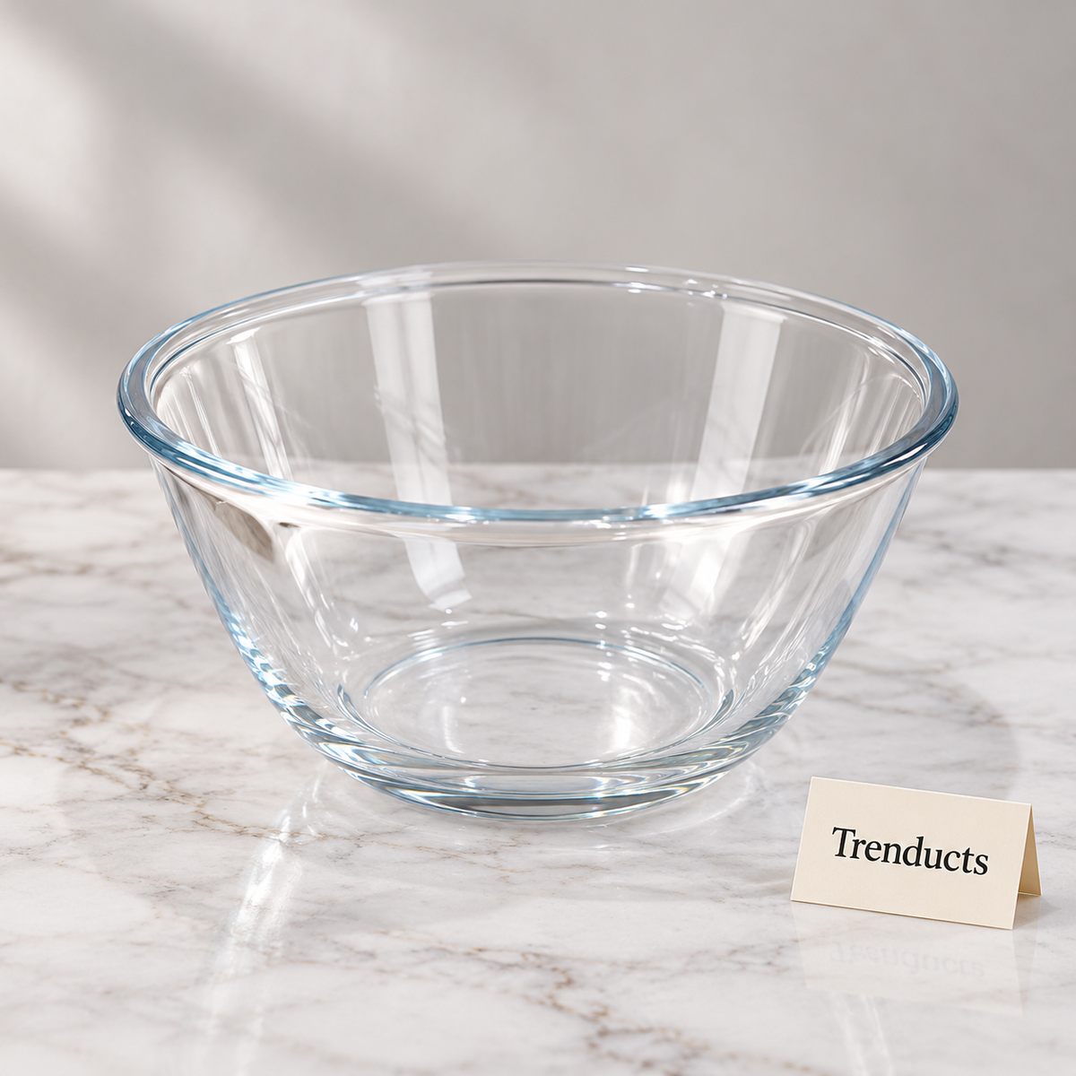 Danny Home Glass Salad Bowl - Clear Deep Serving Bowl