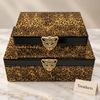 Premium 2 Piece Storage Box Set - Leopard Print with Black Trim