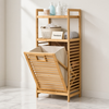 Bamboo Laundry Cabinet with Laundry Basket and Shelves