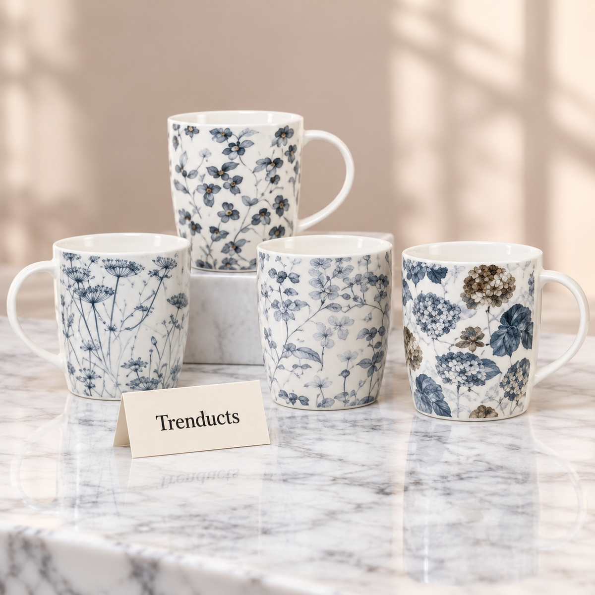 Blue Botanical Mug - Wildflower Print (Random Design)