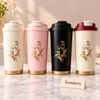 Floral Vacuum Cup - 520 ml Stainless Steel Flip-Top Lid