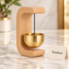Wooden Door Chime Bell with Brass-Tone Bell for Entrance Door