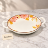 Brilliant 9.75 Inch Round Dish - Pink Floral Handles