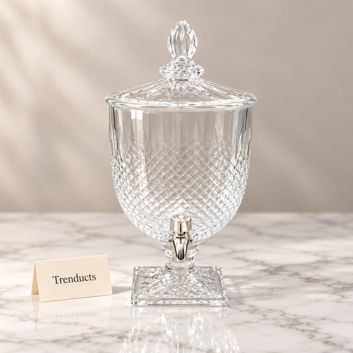 Brilliant Glass Juice Dispenser - Fine Crosshatch Cut