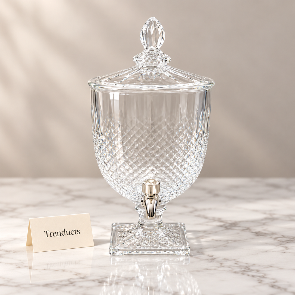 Brilliant Glass Juice Dispenser - Fine Crosshatch Cut