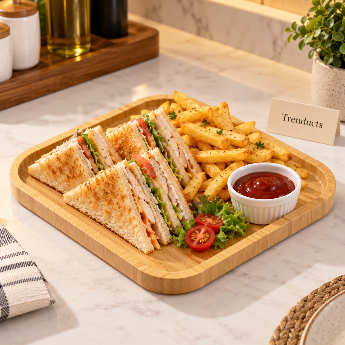 Bamboo Platter Square Serving Tray - 25 x 25 cm