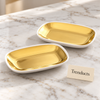 Symphony Adorn Oval Tray Set of 2 - White and Gold