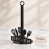 Kitchen Tissue Stand - Black Iron Utensil Design