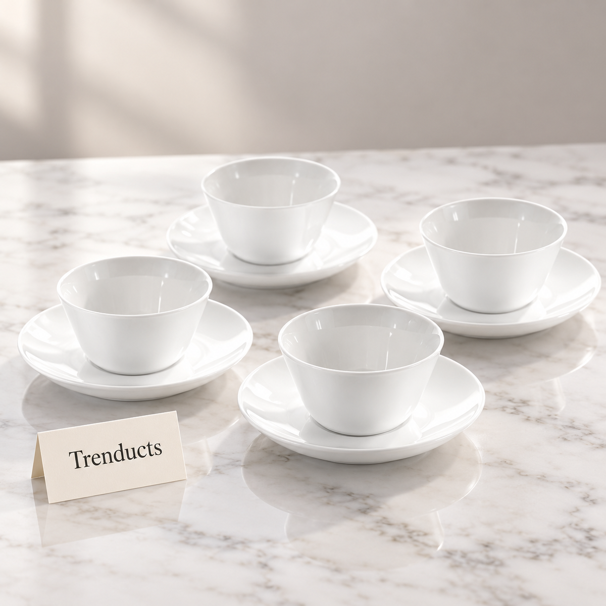 Symphony Dessert Bowl Set - White Bowls with Saucers