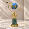 Metal Globe Clock - Blue Globe with Green Marble Base