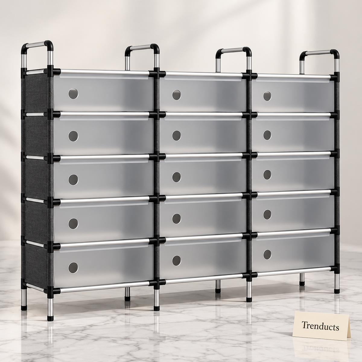 Premium Dust proof Shoe Rack - 3 Column Clear Door Cabinet