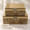 Premium Storage Box Set - Leopard Print with Gold Mirror Lids