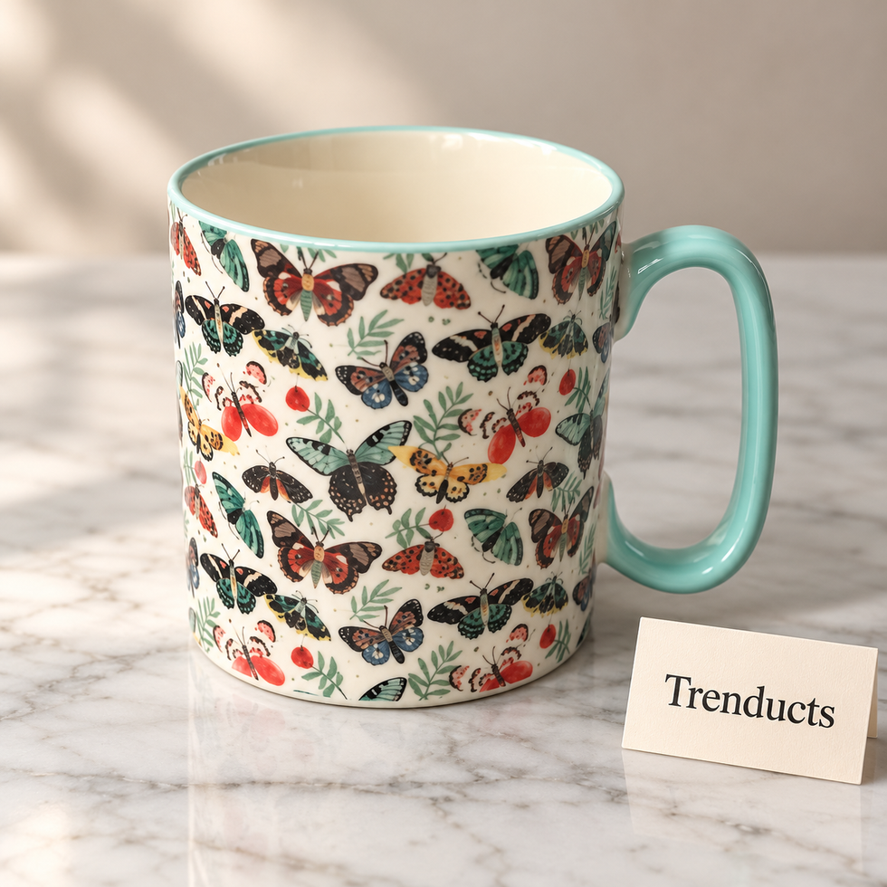 Danny Home Butterfly Mug 450ml - Mint Green Handle