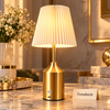 USB-C Rechargeable LED Table Lamp with Pleated Shade