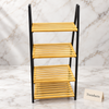 4 Tier Ladder Shelf with Wood-Look Slatted Shelves and Black Frame