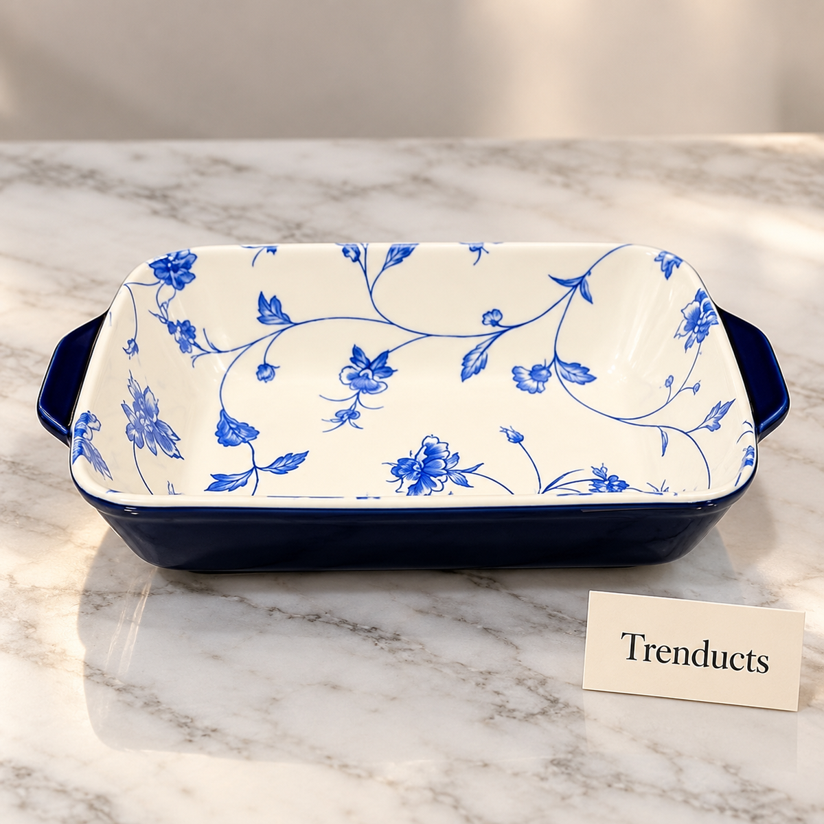 Brilliant Porcelain Baking Dish - Blue Peony Navy