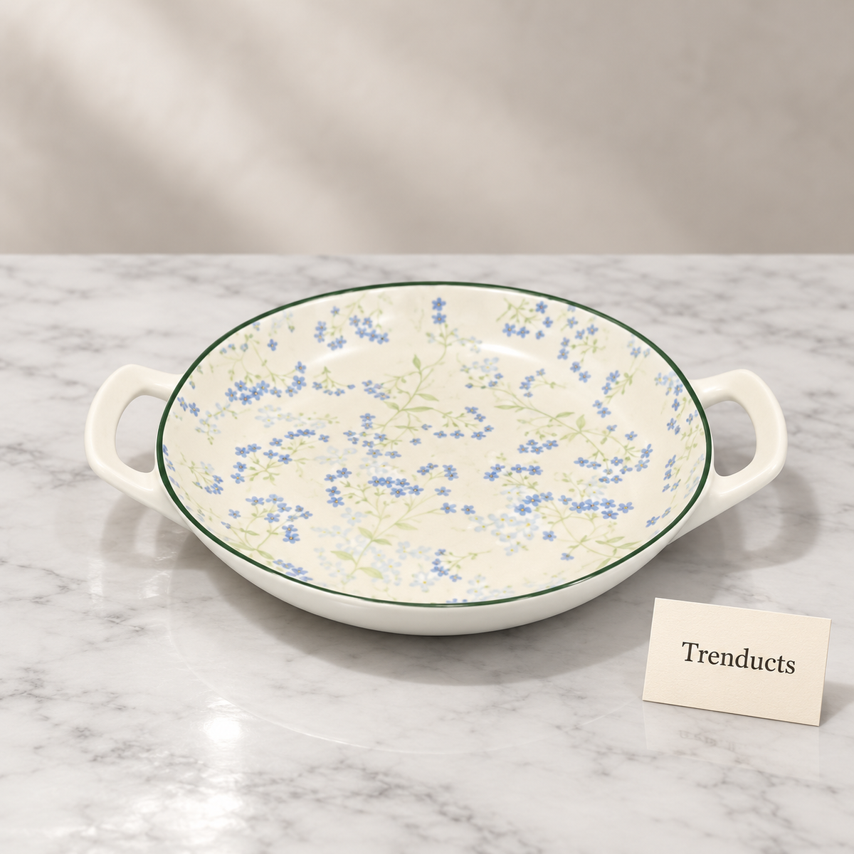 Brilliant Round Dish With Handles - Blue Myosotis