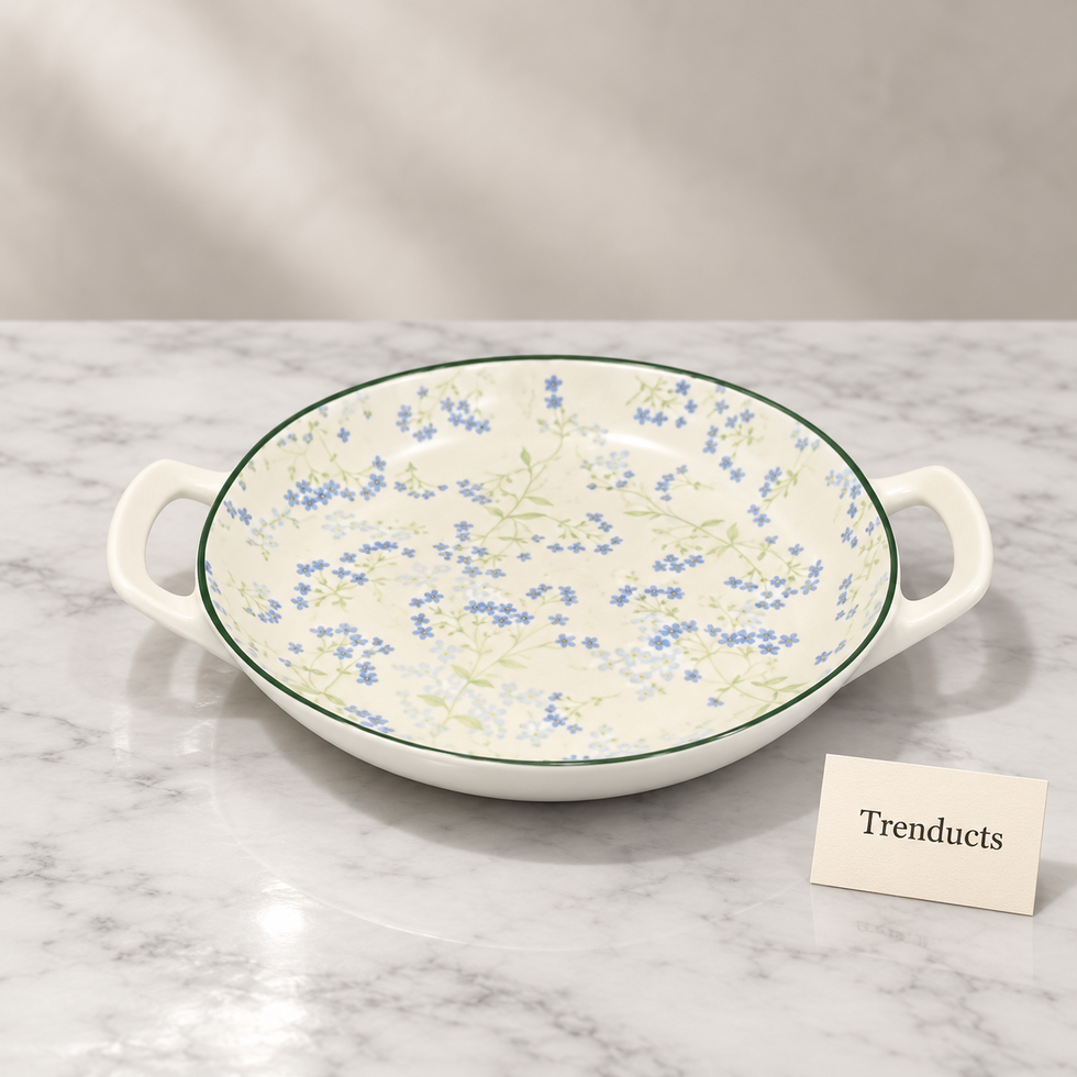 Brilliant Round Dish With Handles - Blue Myosotis