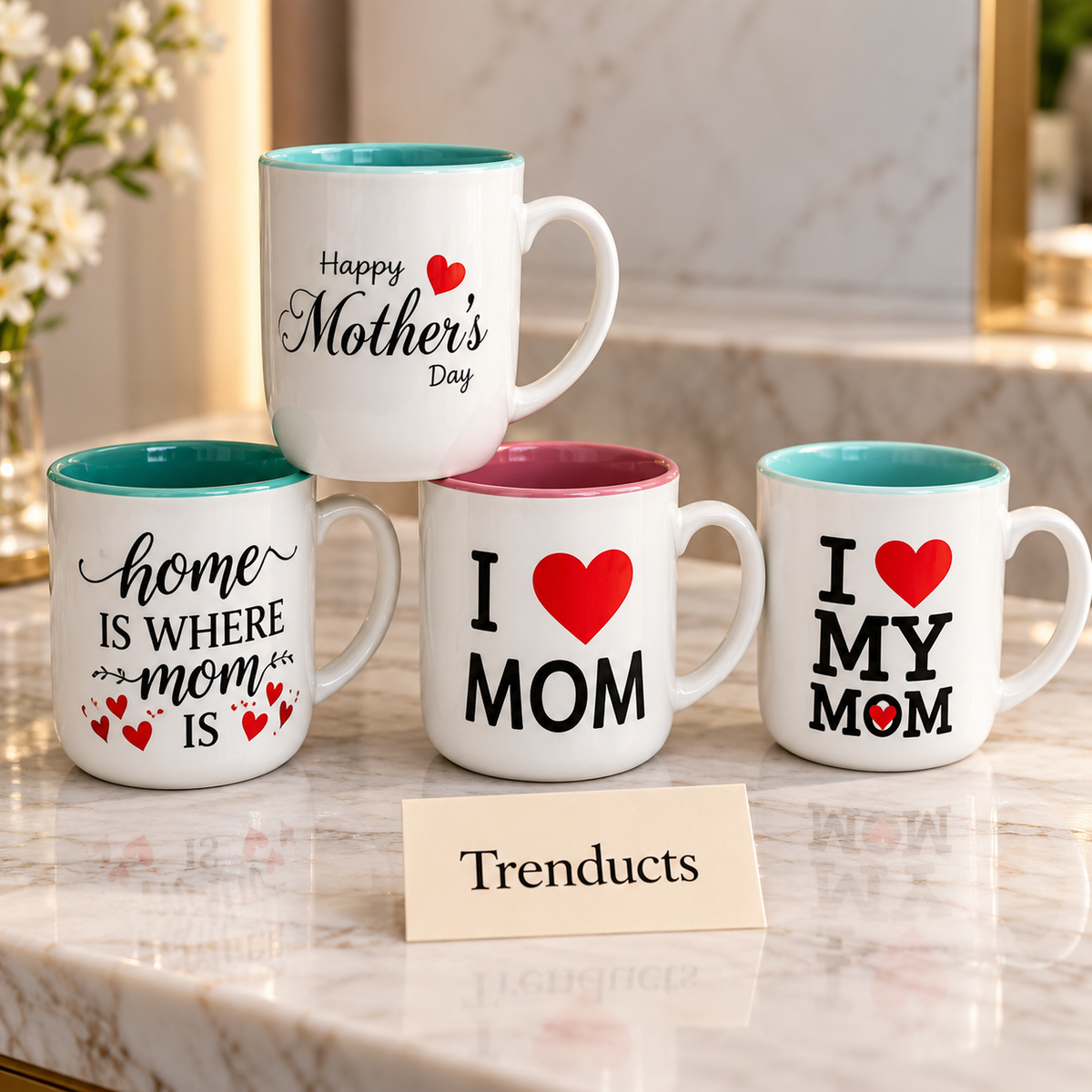 Mom Gift Mug 400 ml - I Love Mom Print (Random Design)