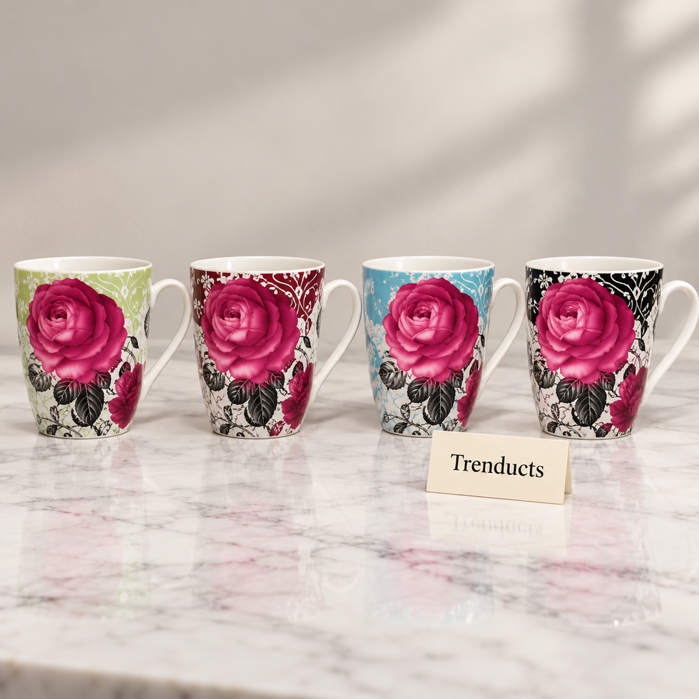 Rose Print Mug 350 ml - Magenta Floral (Random Colour)