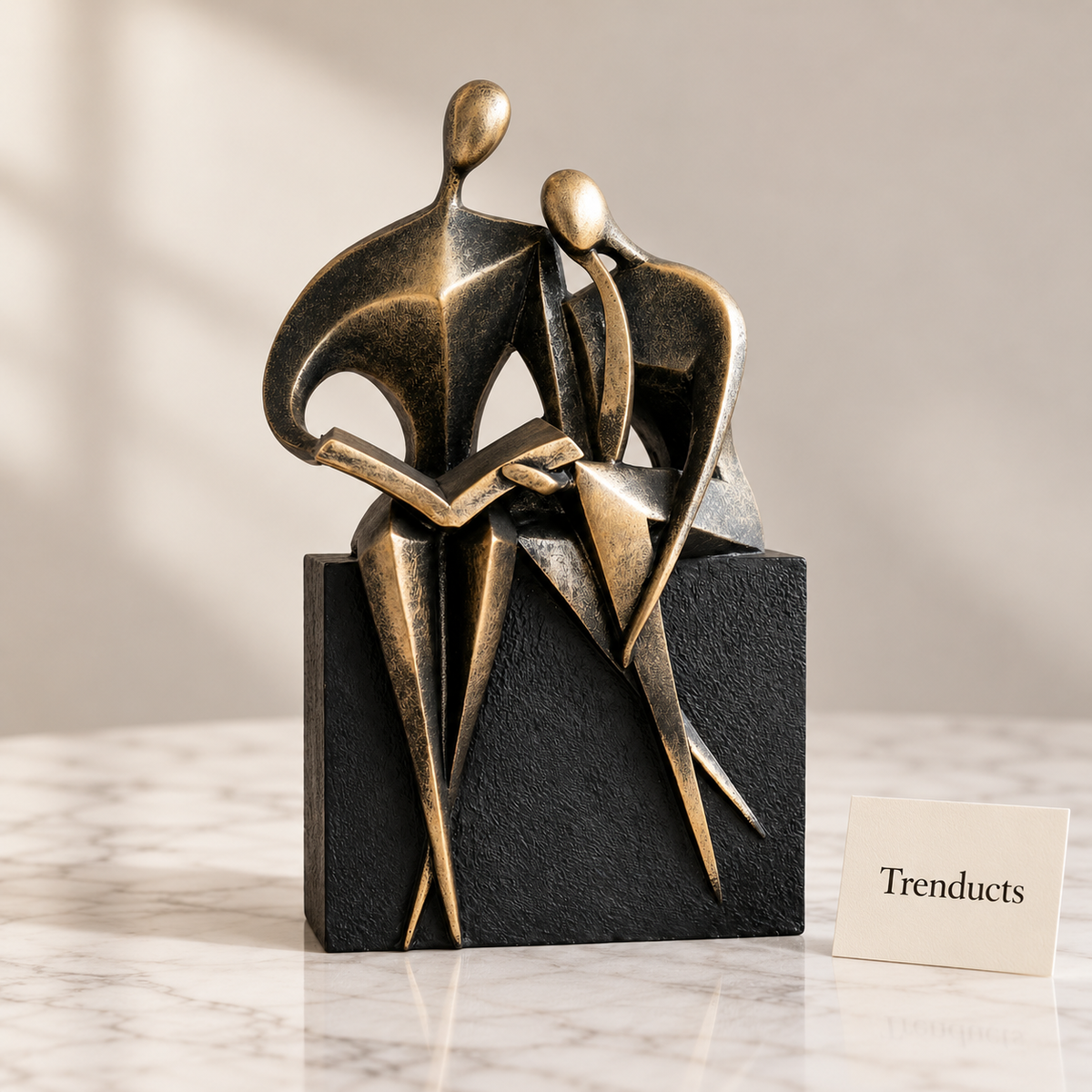 Two-Figure Abstract Sculpture - Bronze-Tone Couple